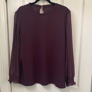 Ann Taylor Mixed Media Burgundy Blouse